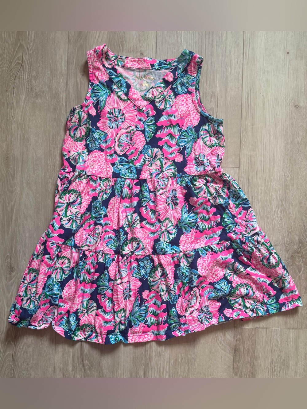 Lilly Pulitzer Girls Mini Lorina Dress in Shroom with a View